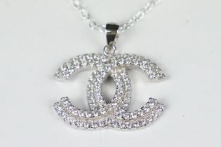 Silver and CZ designer style pendant necklace