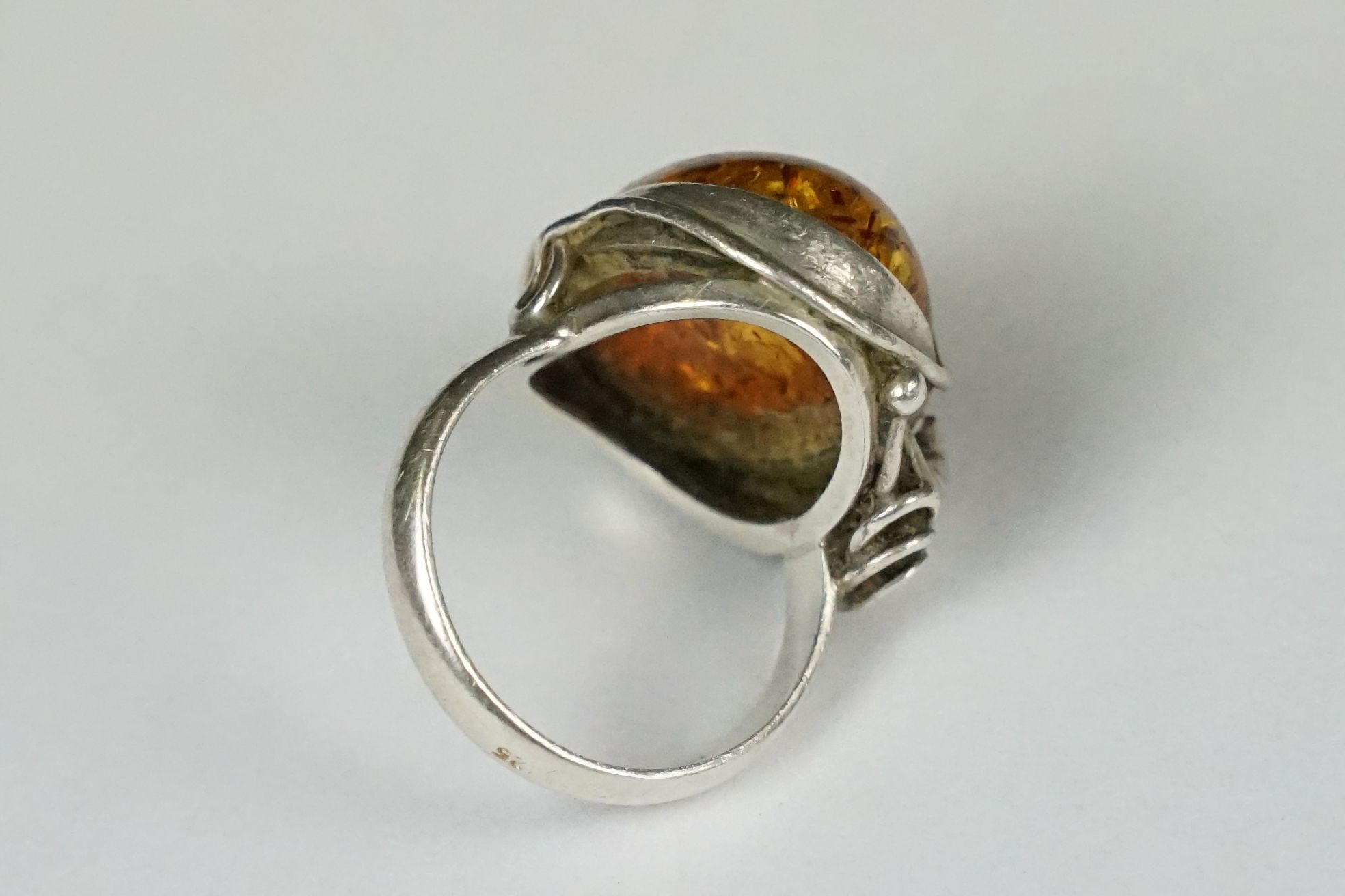Silver and amber five panel bracelet, marked 925, 19.5cm long (extended) together with an Art - Image 4 of 9