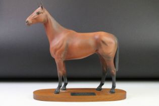 Beswick 'Arkle' connoisseur model racehorse with matt finish, raised on an oblong wooden base,