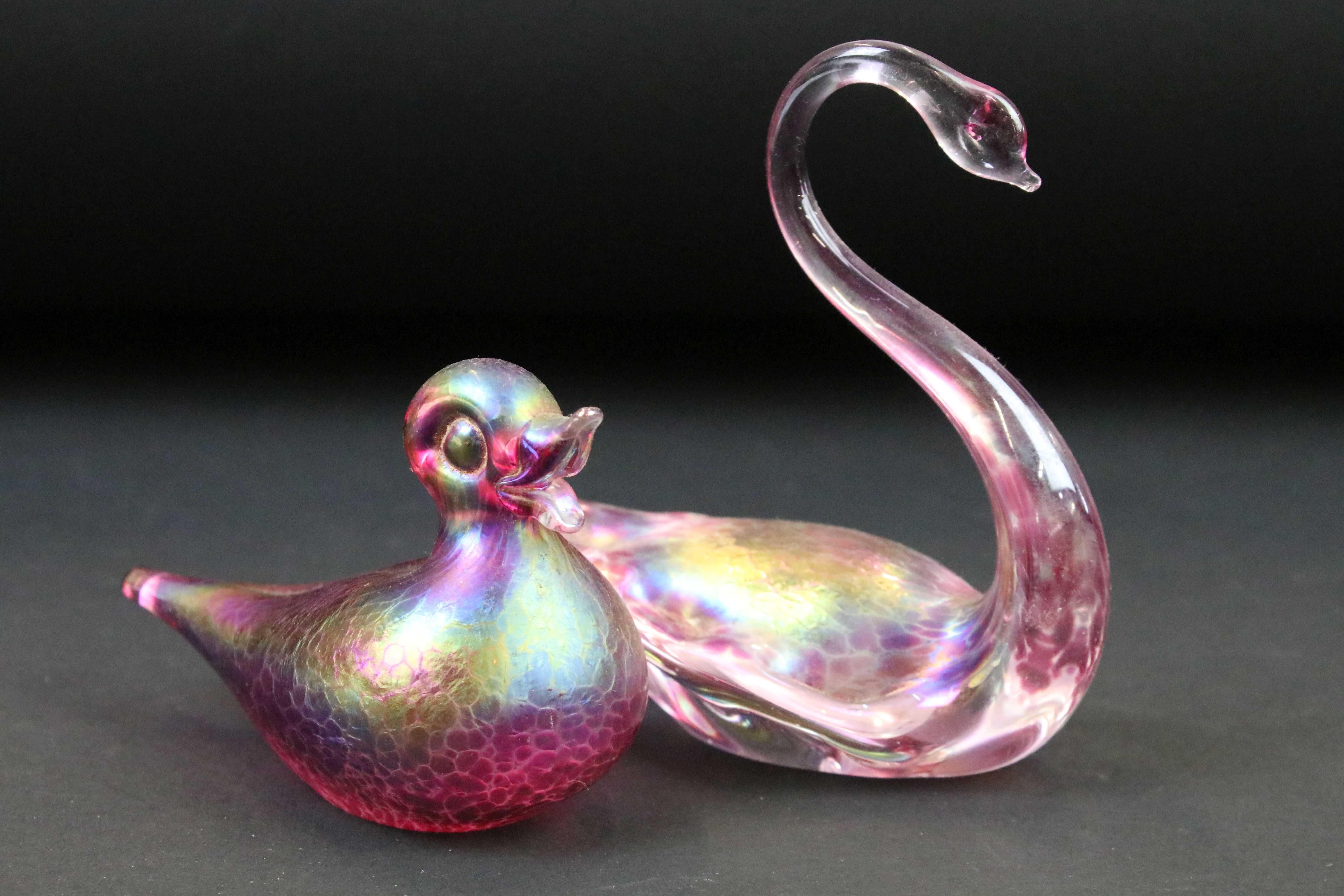 Collection of ten 20th century glass paperweights to include two iridescent glass examples (swan & - Image 2 of 9