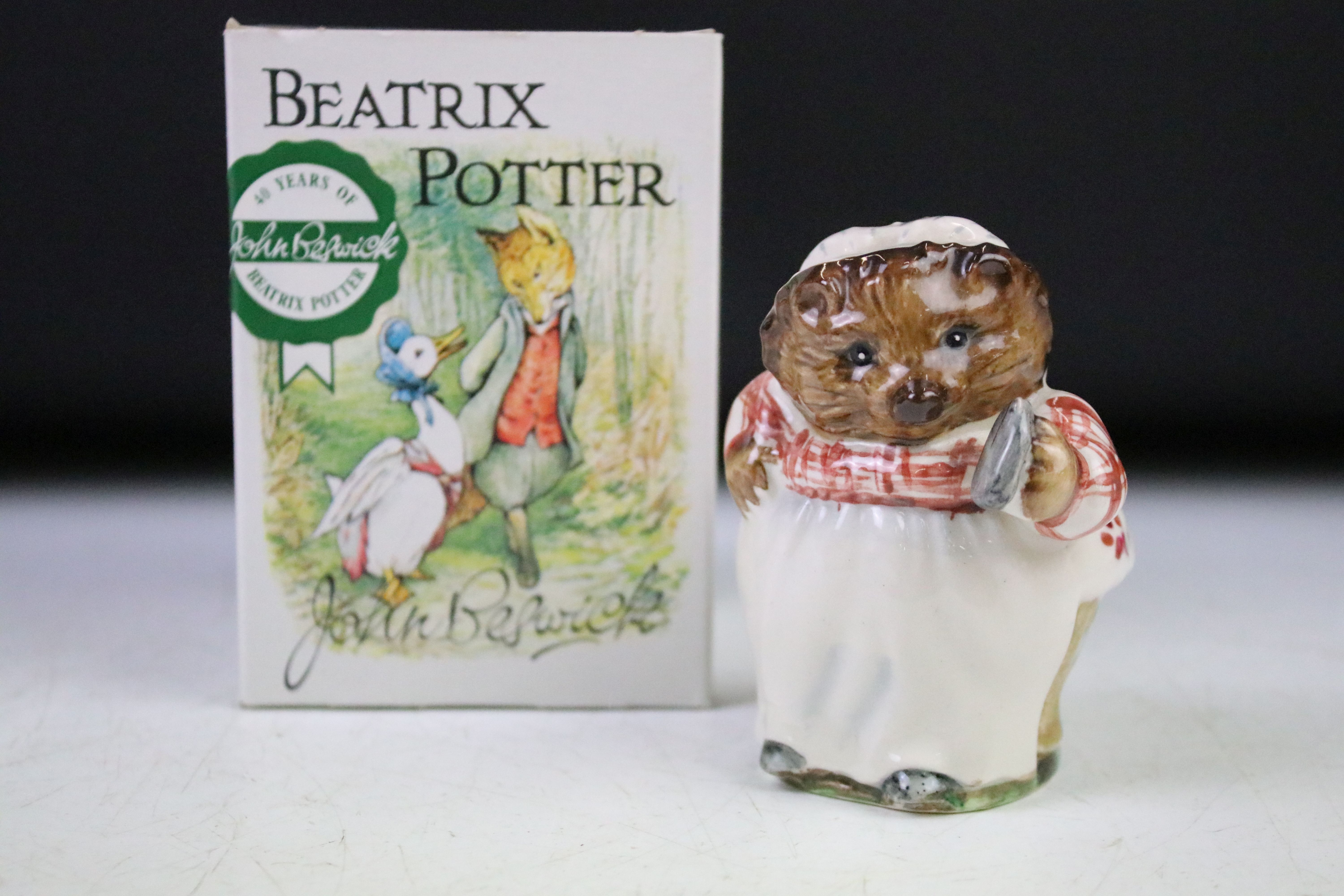 Group of seven boxed & unboxed Beatrix Potter figurines to include 3 x Beswick (Mrs Tiggy Winkle, - Image 14 of 22