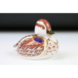 Royal Crown Derby duck paperweight with gold stopper