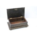 Vintage carved oak bible box with the initials ES and dated 1892, 17cm high x 45cm x 27cm deep