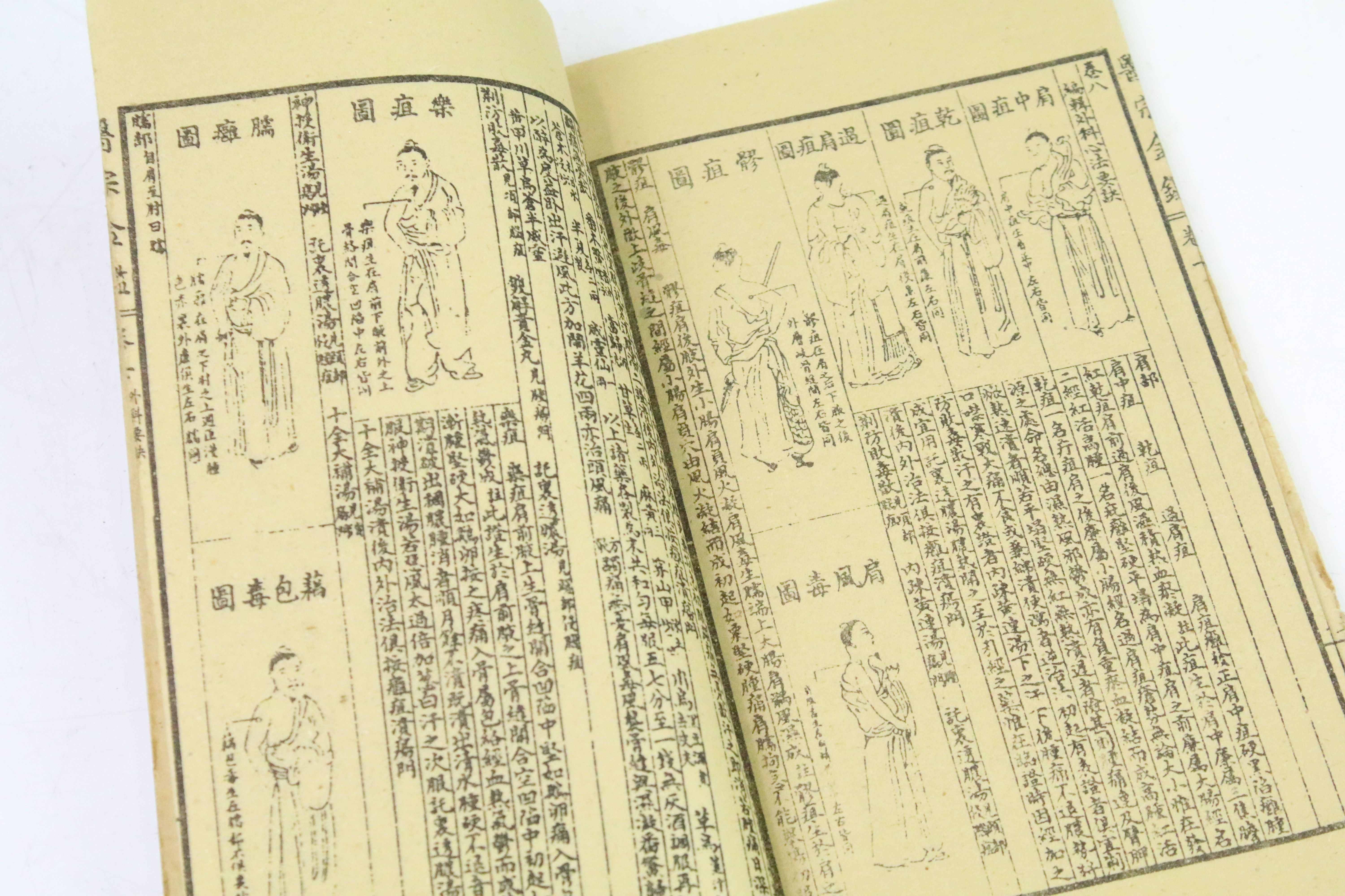 Two antique oriental books one containing a quantity of woodblock portraits and scenes the other - Image 5 of 12