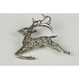 Silver and Marcasite Brooch in the form of a leaping stag