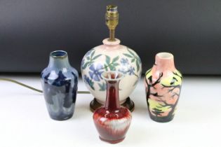 Group of Cobridge Stoneware, four pieces, to include three vases (African Sunset, The Witching