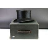 Early 20th Century Scott & Co silk top hat together with a pair of Fownes suede gloves, all housed