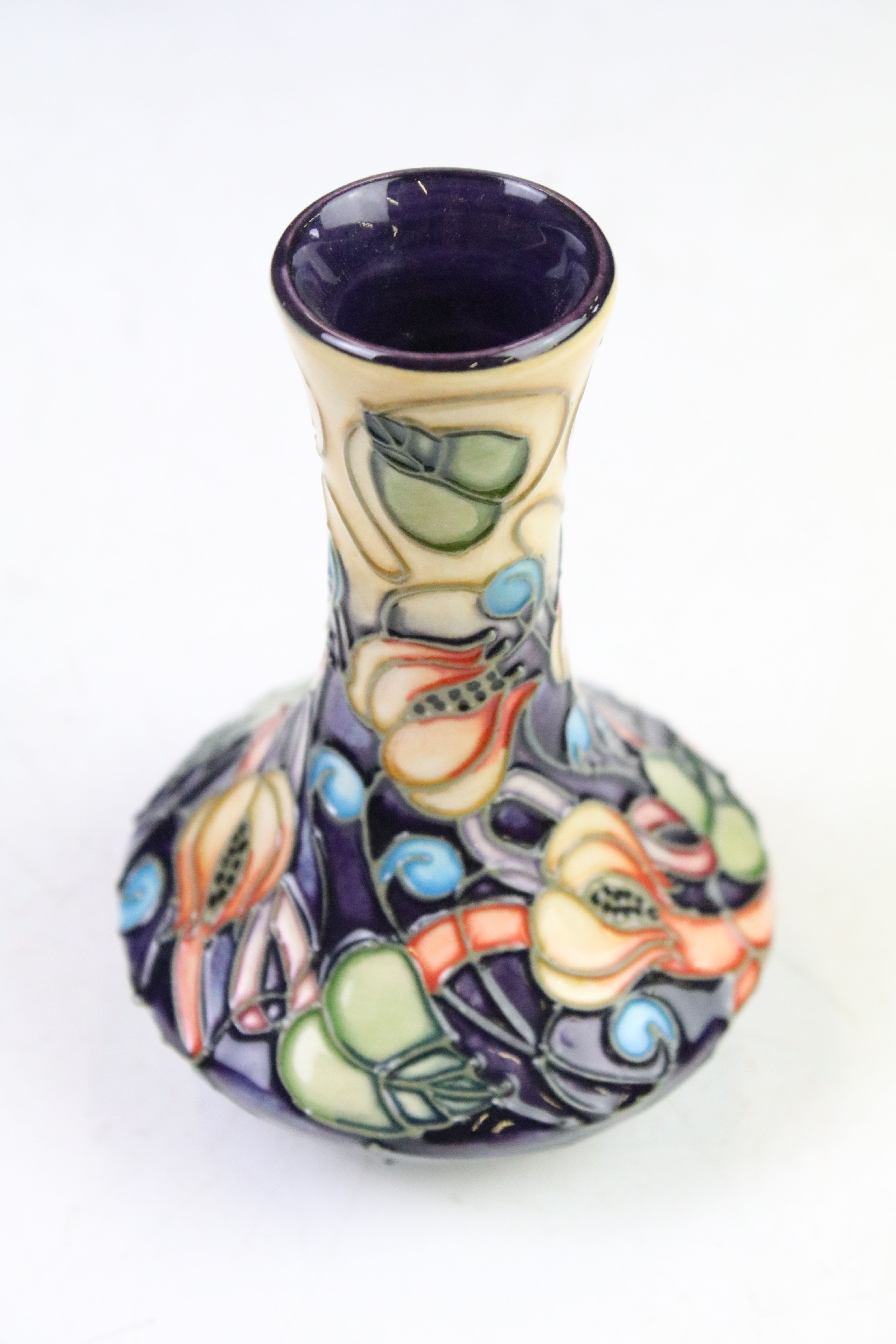 Two boxed Moorcroft pottery vases to include a Celtic Web vase (10.5cm high) and a 'Fruits' - Image 5 of 9