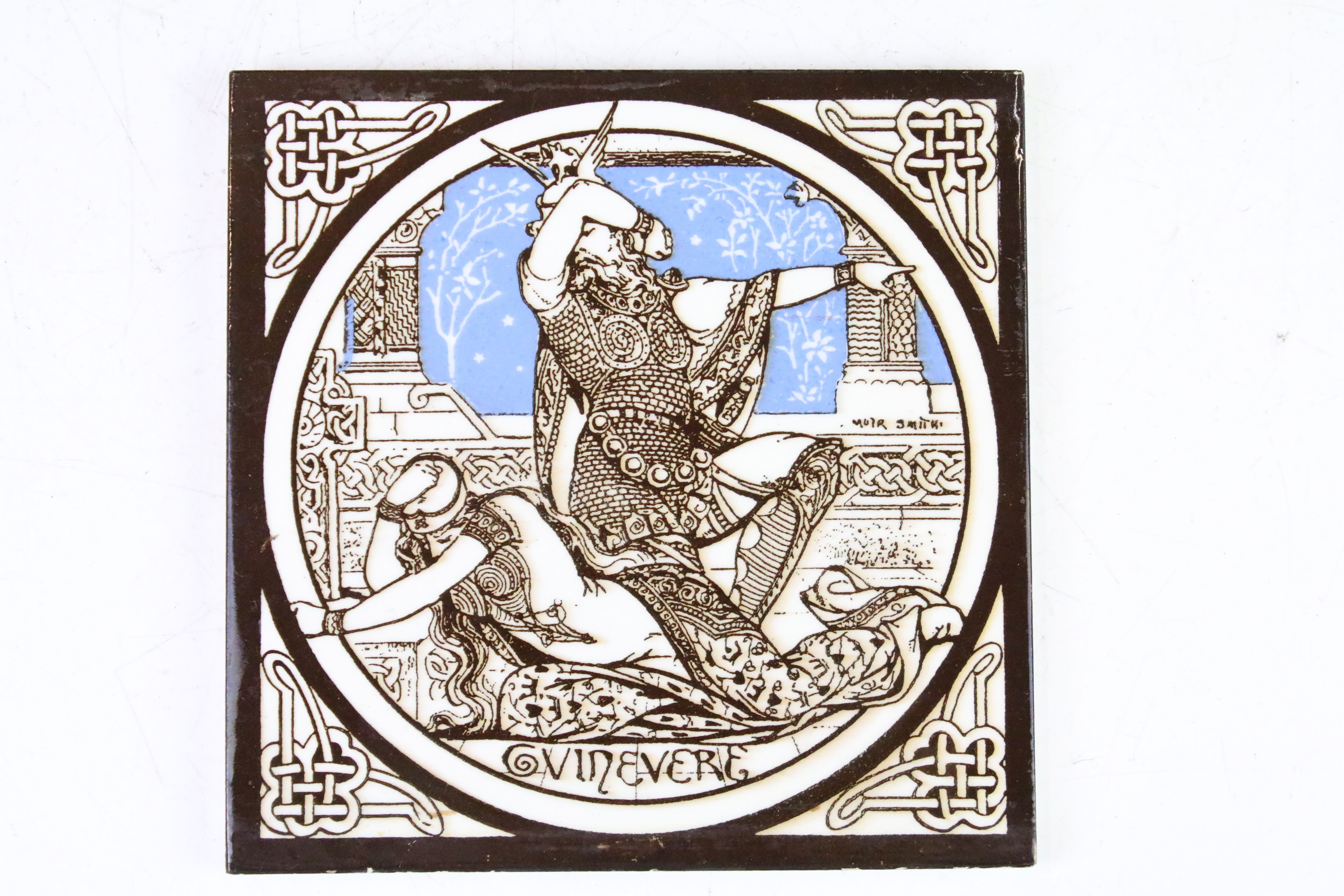 Five Minton China Works Tiles from the Idylls of the King Series designed by J Moyr Smith - Image 7 of 8