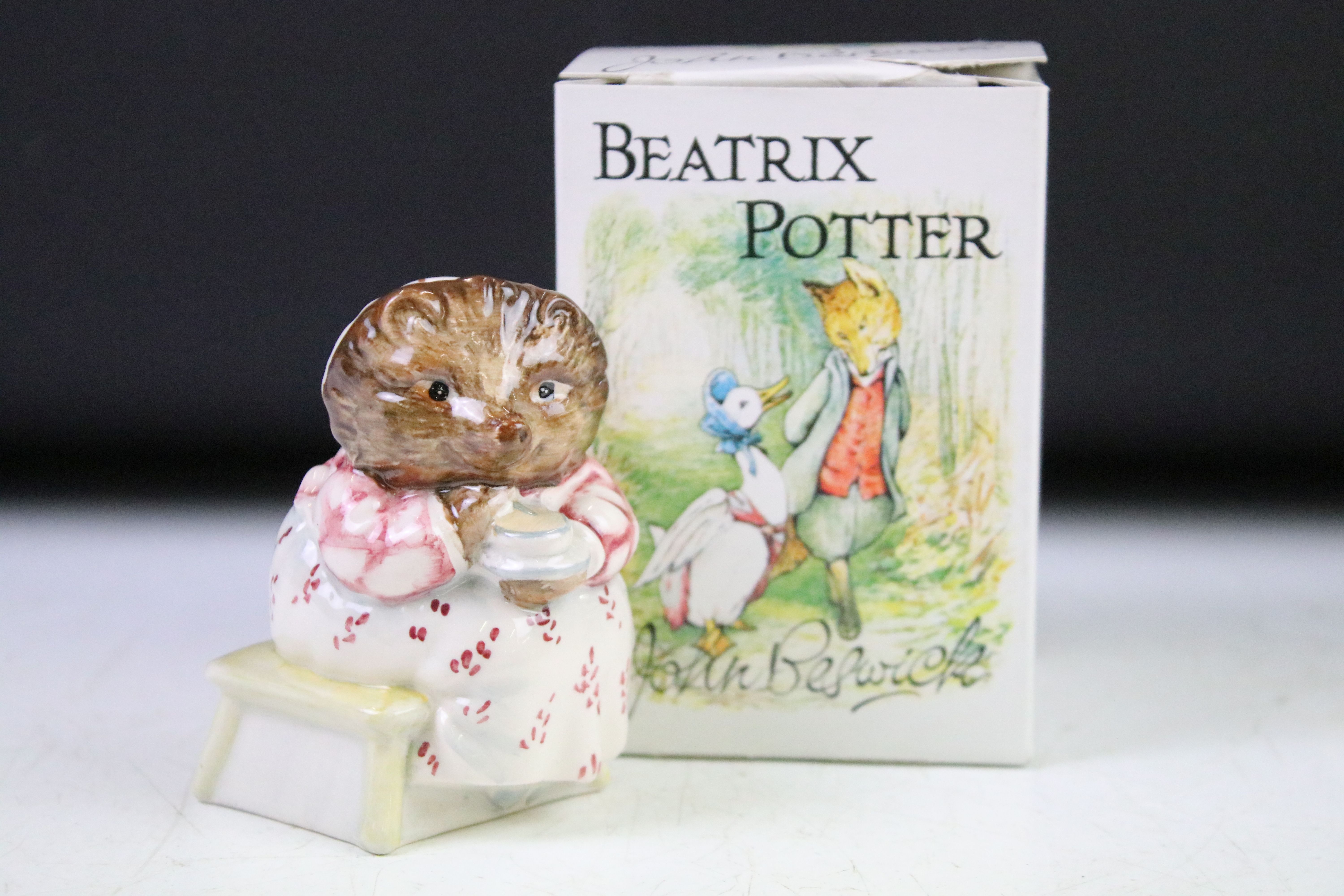Group of seven boxed & unboxed Beatrix Potter figurines to include 3 x Beswick (Mrs Tiggy Winkle, - Image 17 of 22