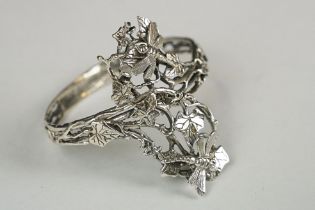 Silver art nouveau style cuff bangle