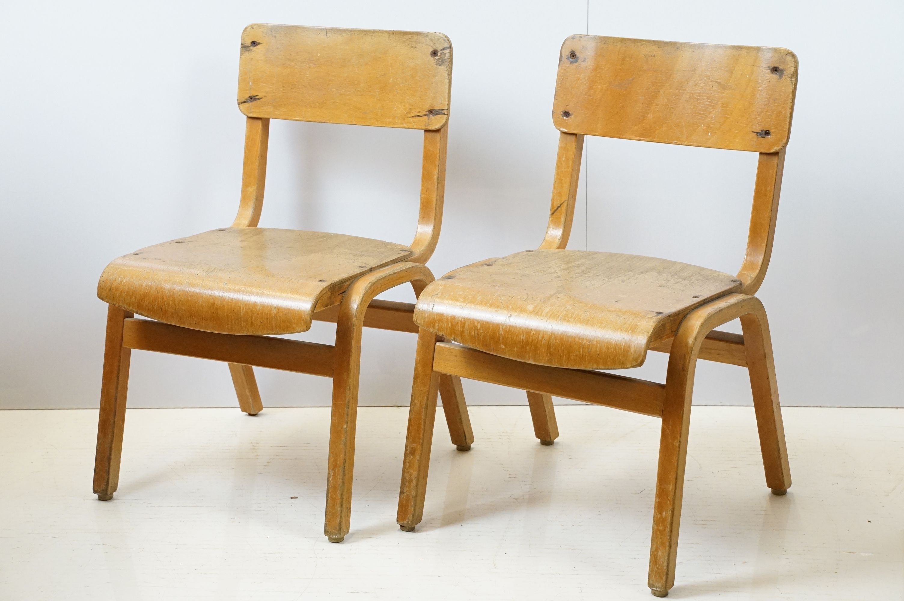 Two mid century school desks and chairs, the desks - 71cm high x 60.5cm wide x 50.5cm deep - Image 9 of 14