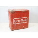 Lyons Maid ice cream storage box, 'Please don't delay return me today' and 'When empty return to ice