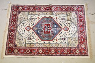 Ivory ground Kashmir Carpet, Persian panel design, 300cm x 200cm