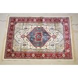 Ivory ground Kashmir Carpet, Persian panel design, 300cm x 200cm