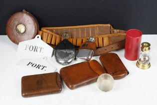 Group of mixed collectables to include hip flasks (featuring a James Dixon & Sons leather example),