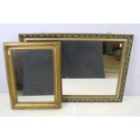 Early 20th century gilt framed wall mirror, 57 x 43.5cm together with another gilt framed mirror,