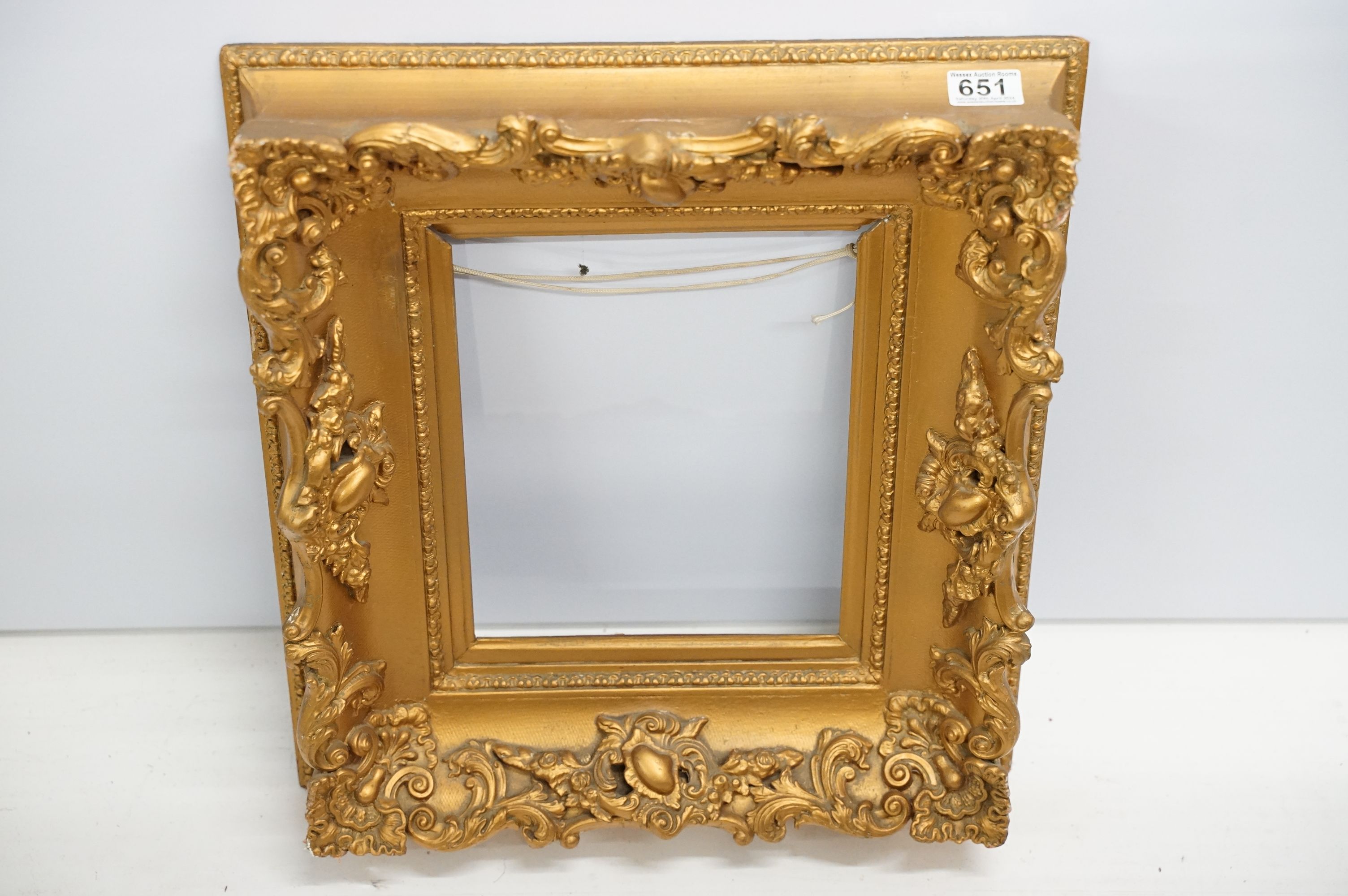 Collection of five picture frames all with moulded details including four gilt. Largest measures - Image 6 of 6