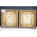 19th century English School, a pair of head and shoulders portrait of girls, each watercolour,