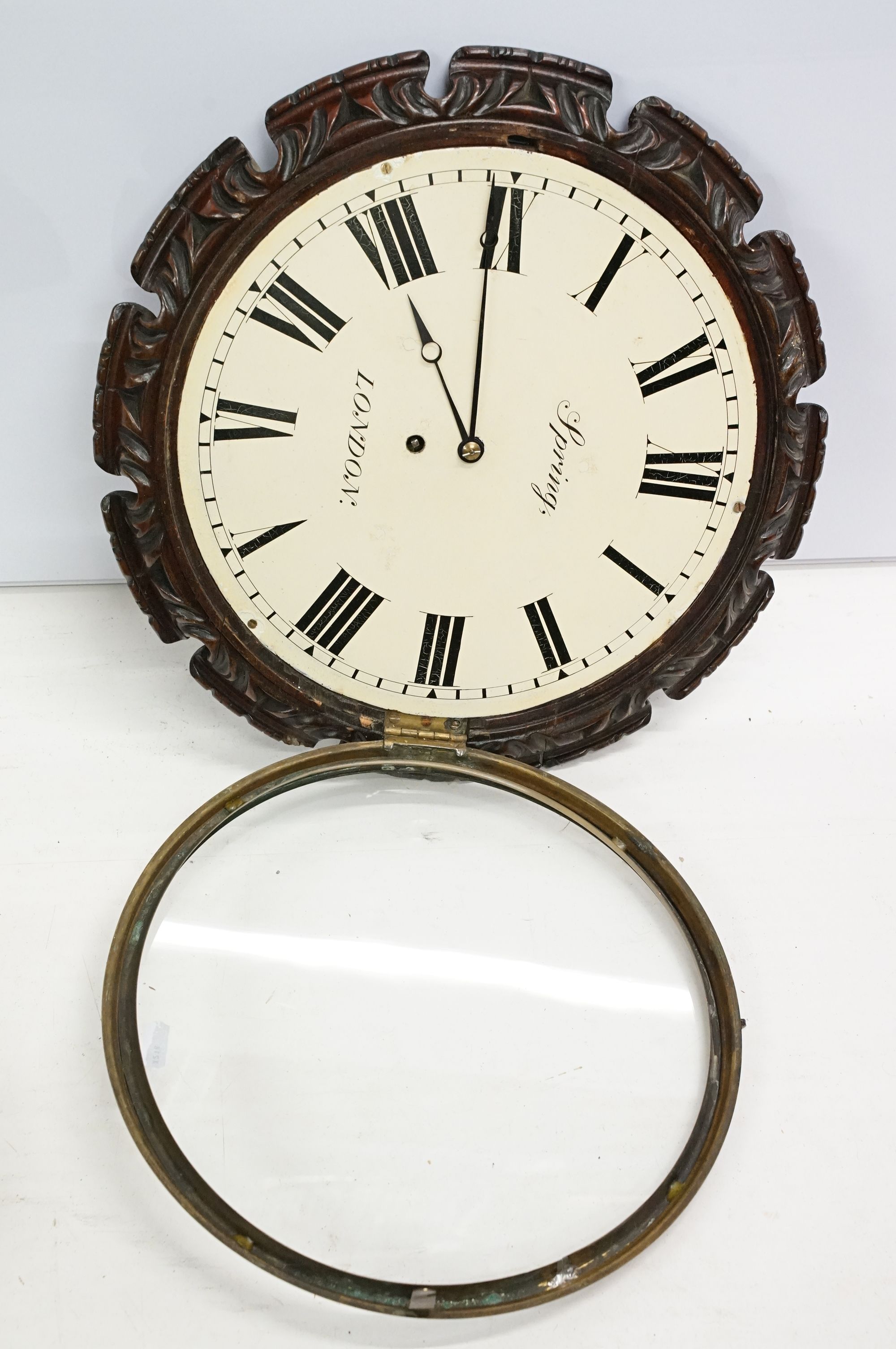 Early 20th Century Spring London pendulum wall clock having a round face with roman numerals to - Image 12 of 13