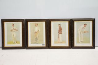 Cricket interest - Set of four framed print portraits of renowned early 20th C cricketers with