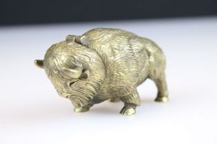 Brass cased bison shaped vesta case