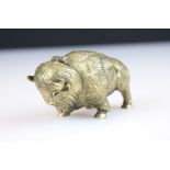 Brass cased bison shaped vesta case