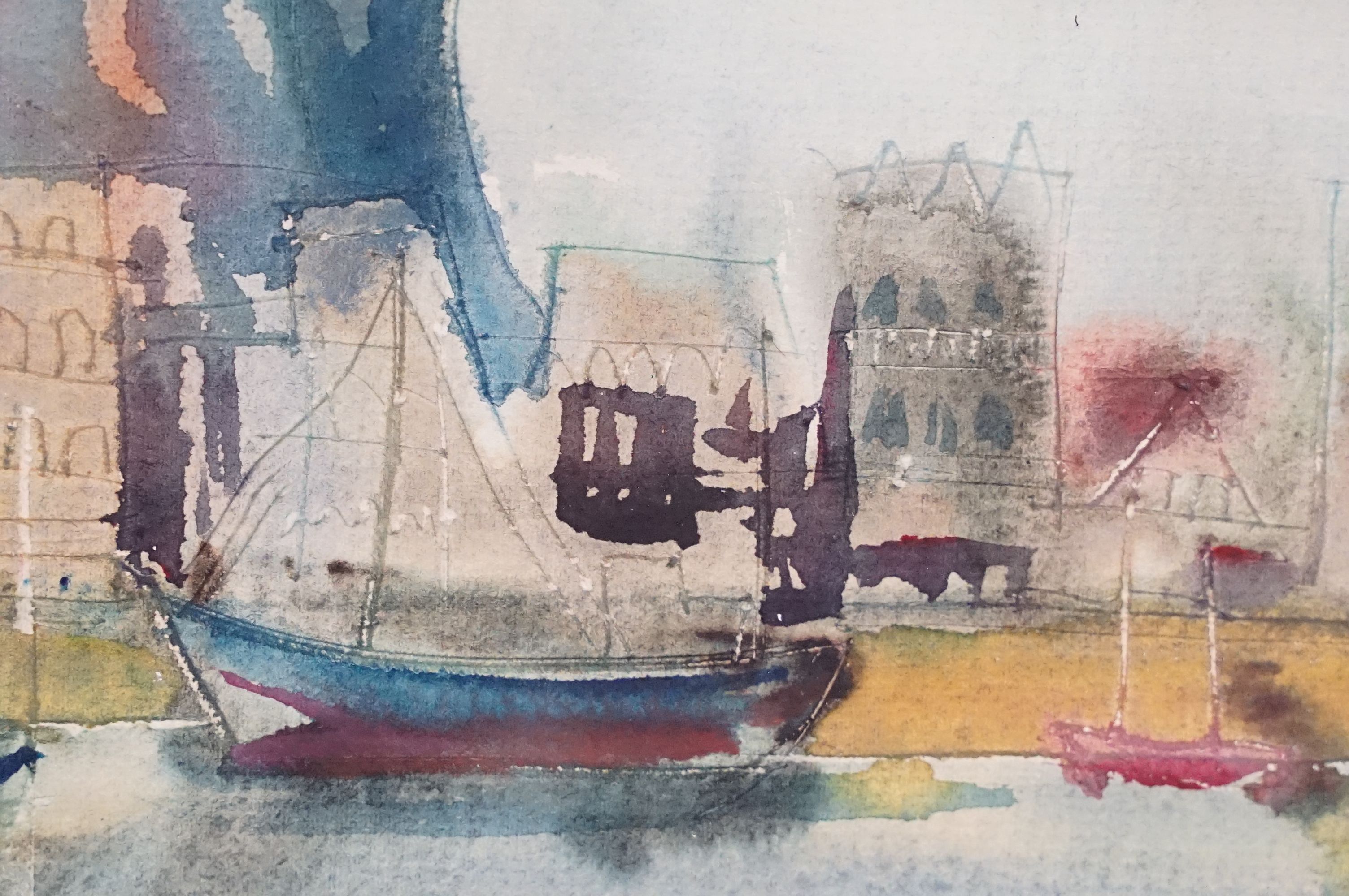 G Roland, harbour scene, watercolour, signed lower left and dated '68, 31 x 38cm, framed and glazed - Image 6 of 9