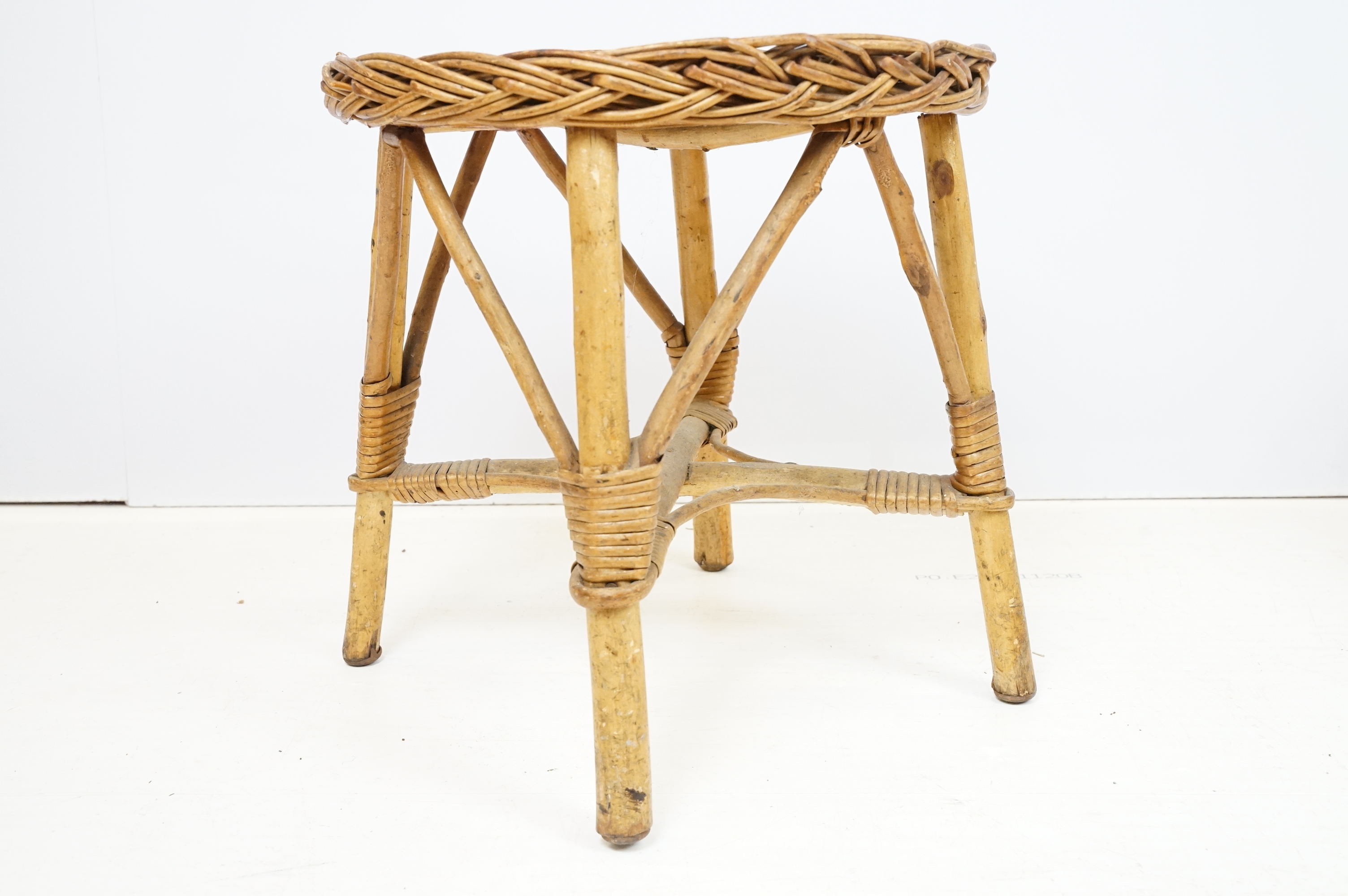 Pair of Wicker & Bamboo Stool or Stands, 36cm diameter x 36cm high - Image 4 of 7