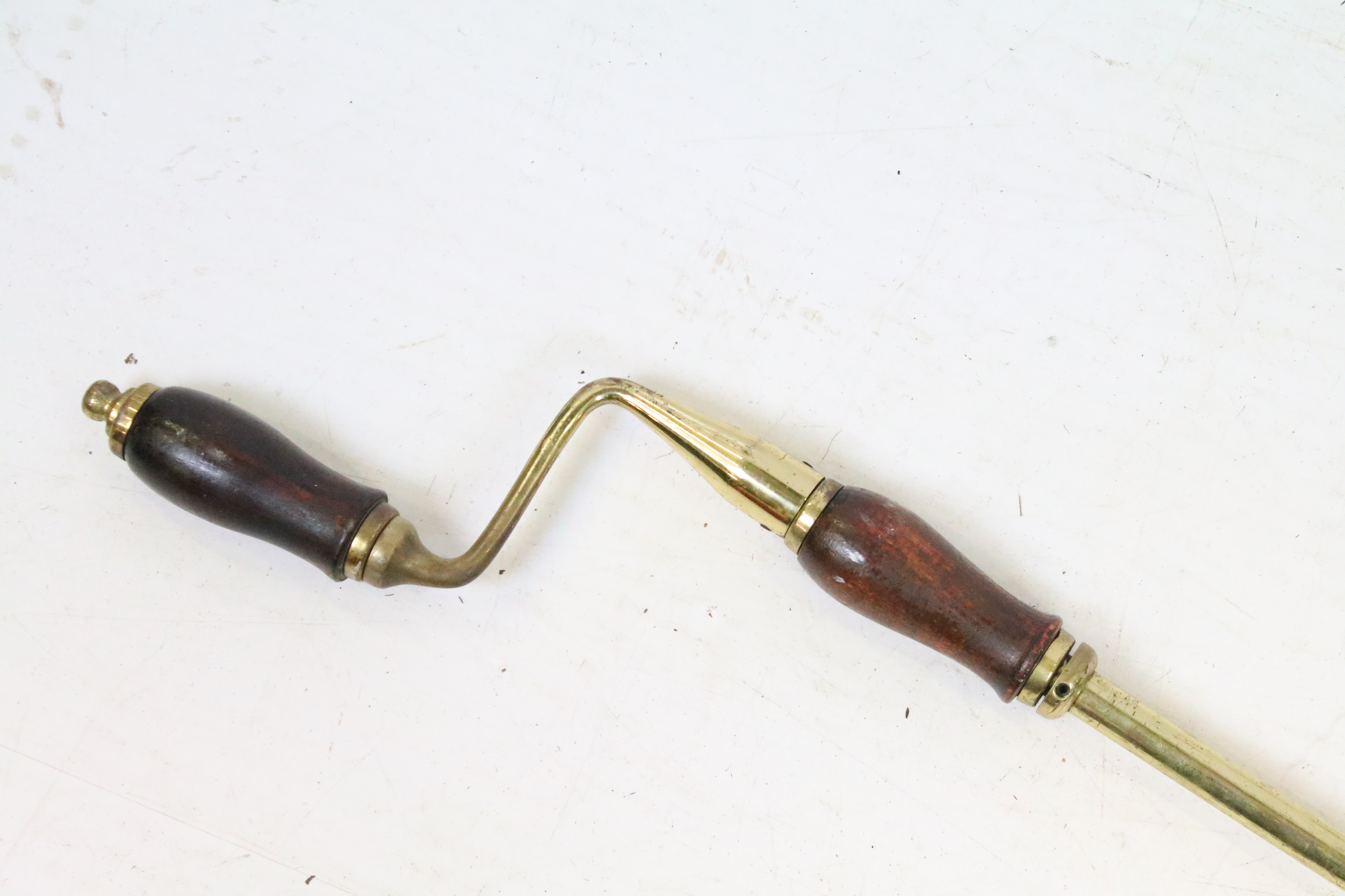 Antique style Gilt Brass and Mahogany Long Pole Turning Handle, 150cm long - Bild 2 aus 3