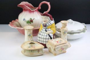 Collection of ceramics to include a Crown Devon ivory blush dressing table set, two Myott & Sons