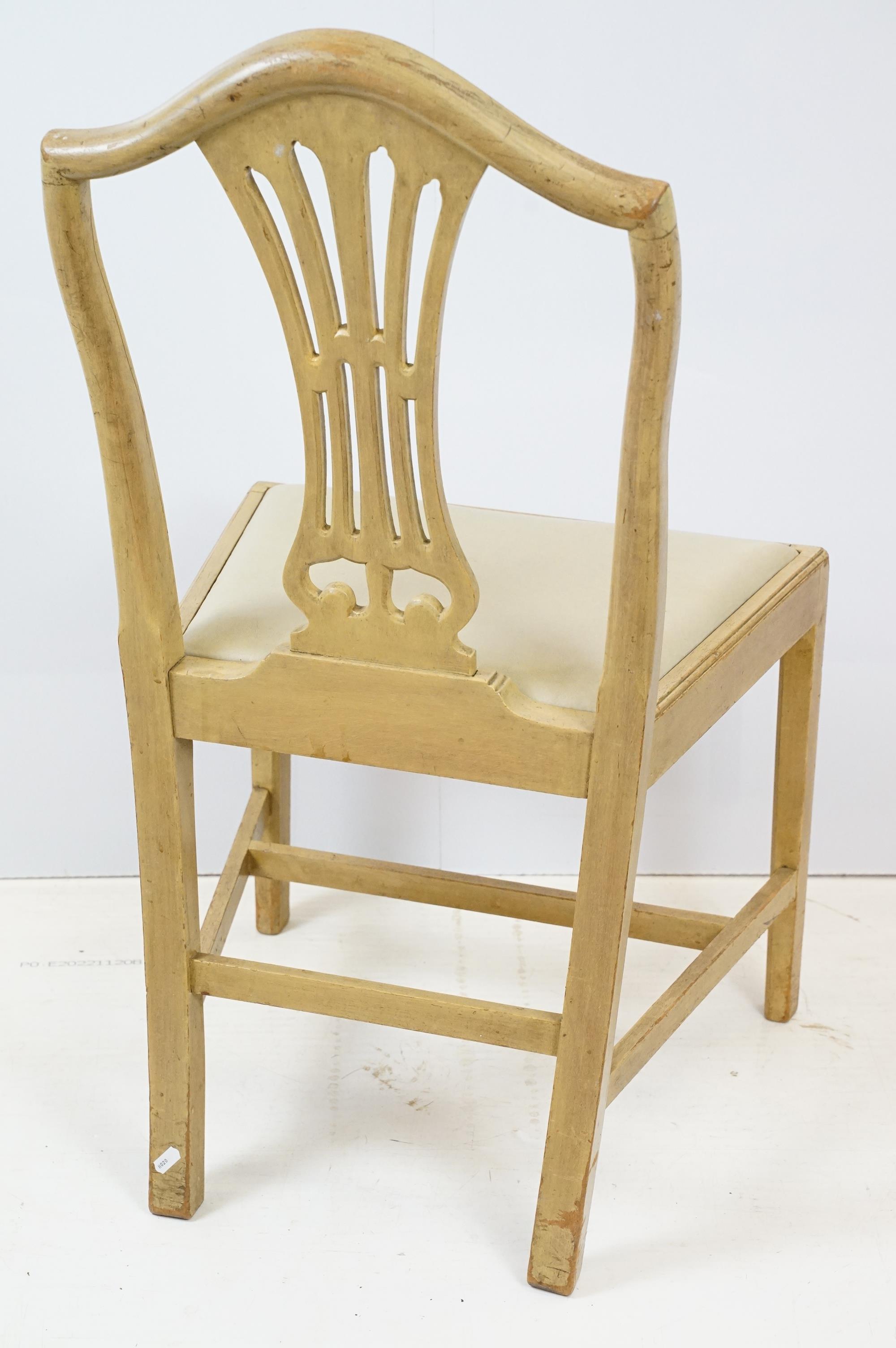 Group of four 20th Century stained oak dining chairs with cream drop in seats. - Image 8 of 9