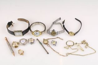 Collection of watches to include Seiko, Tudor, Timex, Medana, Candino, mechanical pencil, yellow