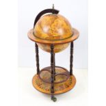 Terrestrial Globe Cocktail Cabinet, the hinged lid opening to a fitted interior, 90cm high
