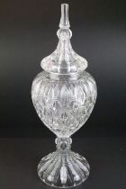 Boxed Shannon Crystal by Godinger lead crystal large apothecary jar, approx 54cm high