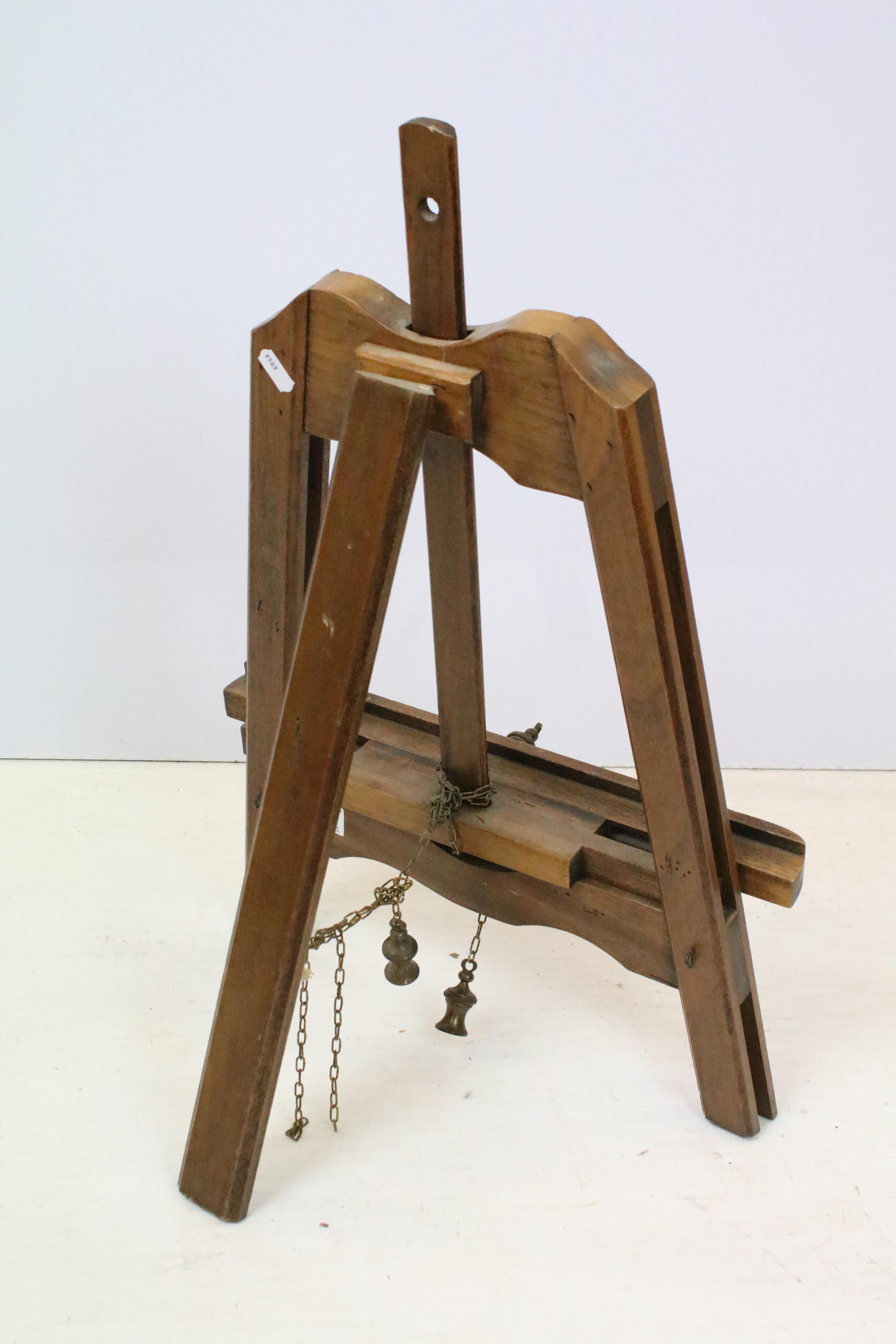 19th Century brass table top picture easel together with an adjustable wooden table top easel. - Image 6 of 6