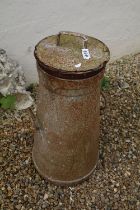 Vintage twin handled metal milk churn, of typical form, with weathered finish, approx 83cm high