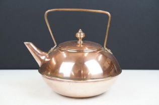 In the manner of Christopher Dresser, Arts and Crafts Copper Kettle by Benham & Froud, stamped to