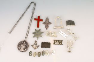 Collection of Masonic, Religious and other Items including Silver Holy Bible Brooch (a/f), Silver