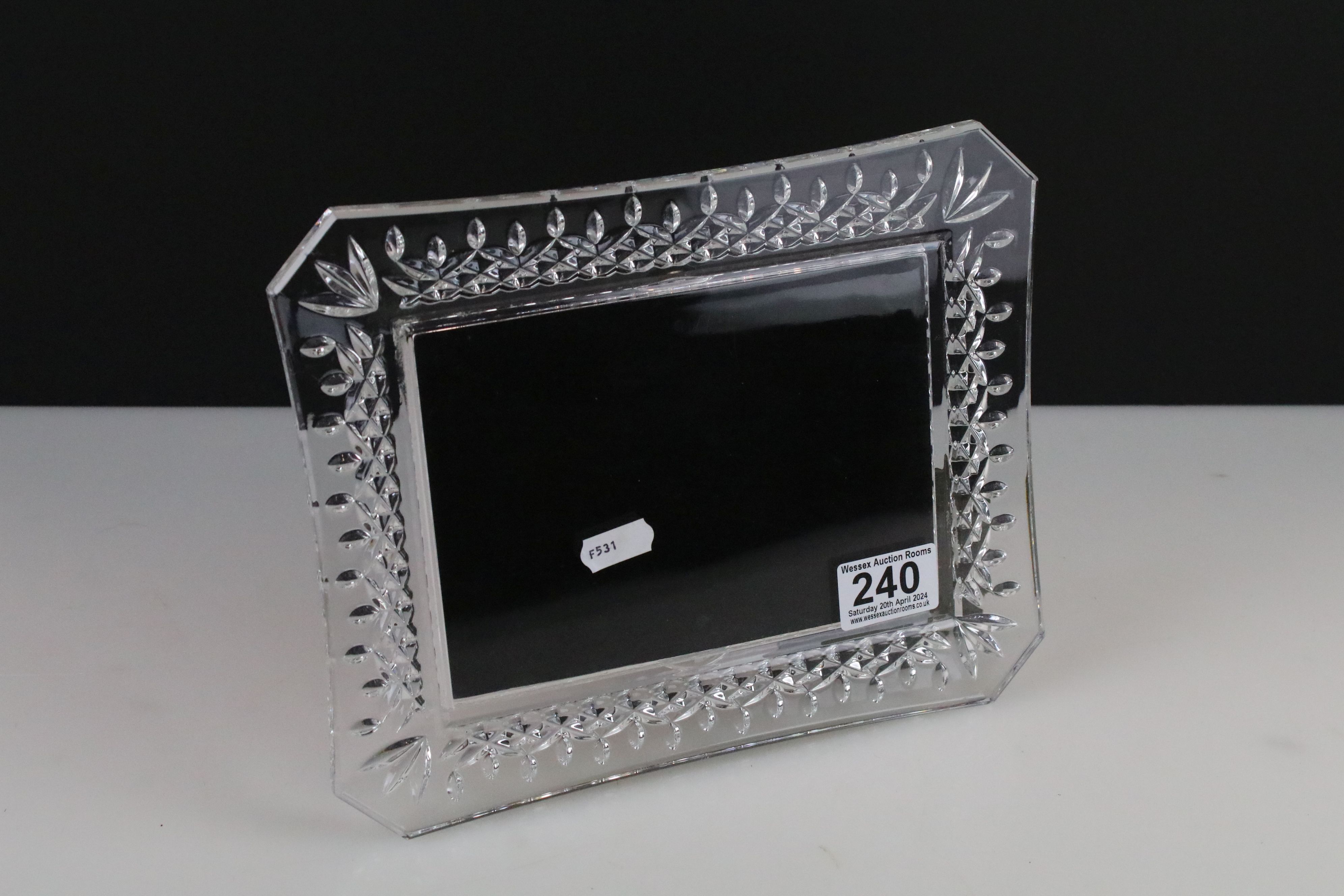 A Waterford Crystal easel back photograph frame, measures approx 10" x 8.5"