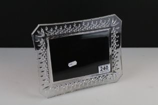 A Waterford Crystal easel back photograph frame, measures approx 10" x 8.5"