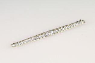 White gold diamond bar brooch, 2cts approx
