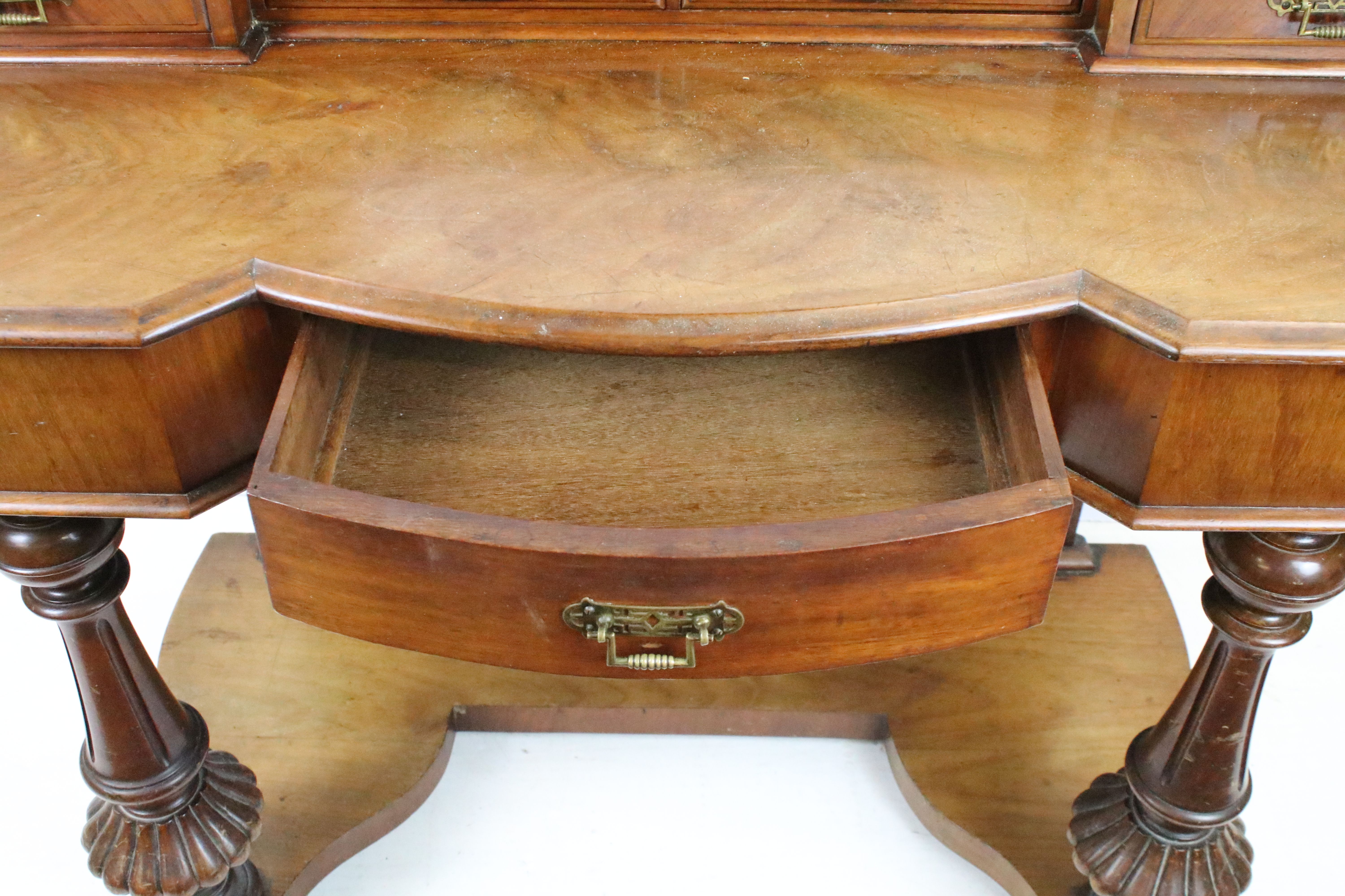 19th Century mahogany desk / dresser base having a configuration of six drawers to top with - Image 9 of 12