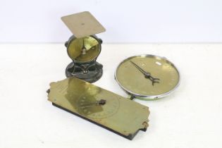 Two sets of Salter balance scales, and a set of Salters postal scales.