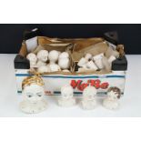 Collection of ceramic dolls heads, legs and arms with hand painted details. 1 box.