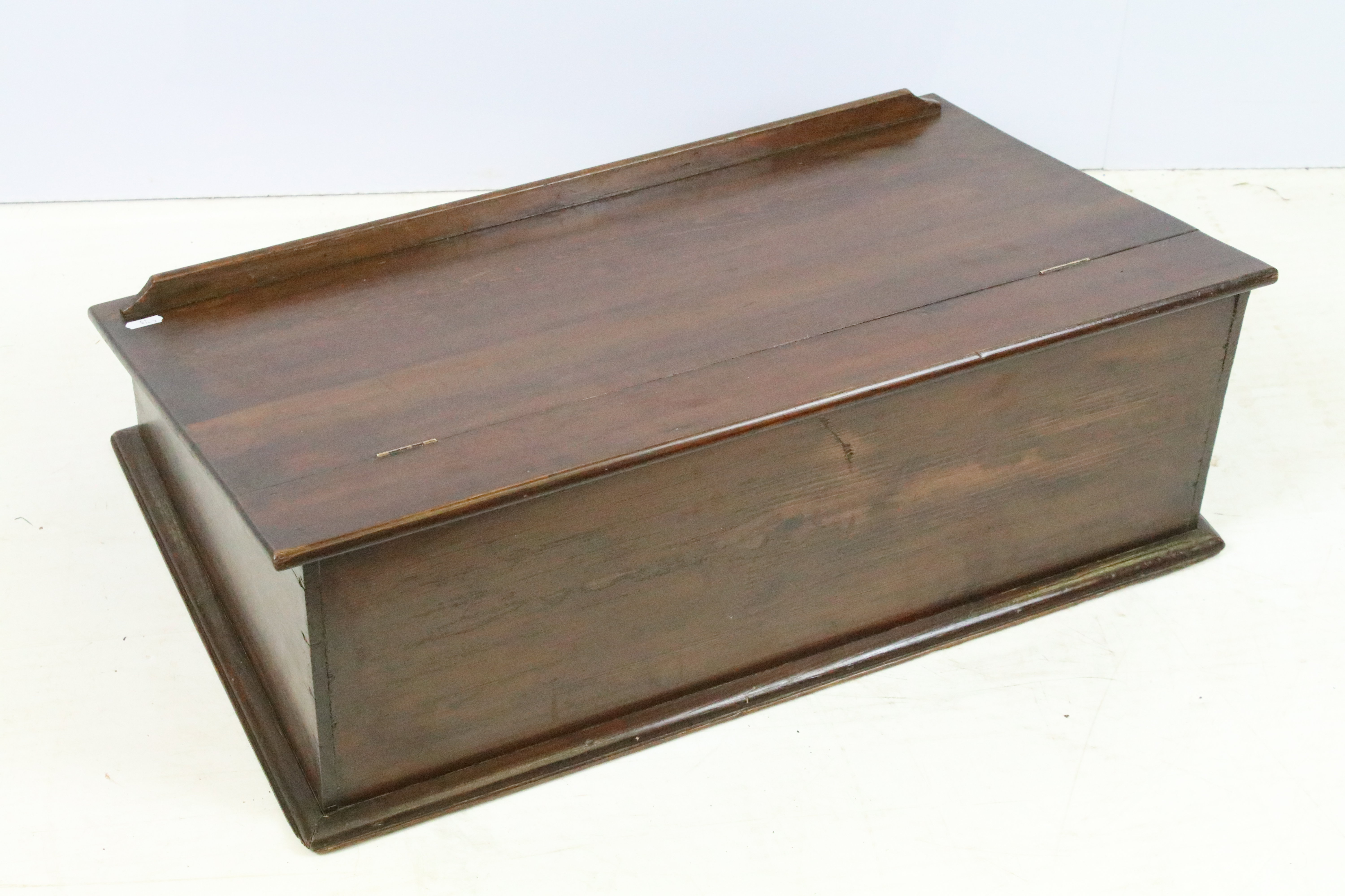 19th Century wooden bible box having a sloped top. Measures 70cm wide. - Image 4 of 4