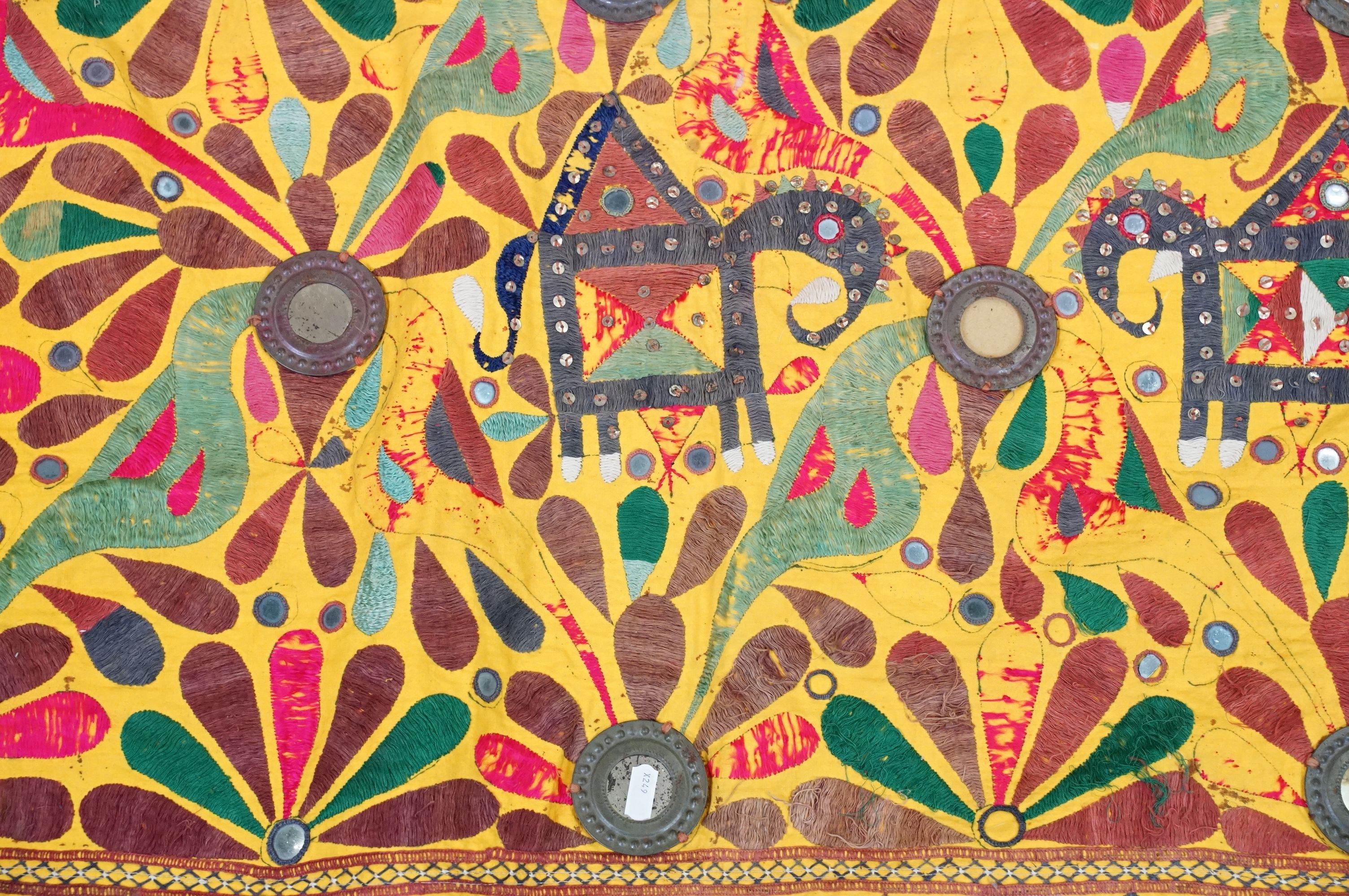 Collection of Indian and middle eastern textiles to include a pair of Indian embroidered curtains - Image 6 of 14