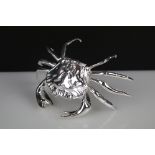 Silver plated crab with lift-up back for salt