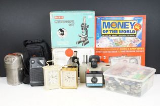 Collection of assorted collectables to include a good selection of lighters, Merit microscope set,