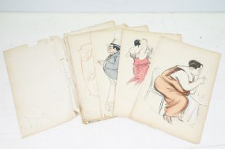 George Goursat (1863-1934) - collection of French lithograph cartoon prints each being hand